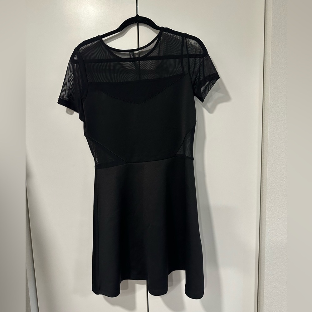 H&M Mesh Little Black Skater Dress